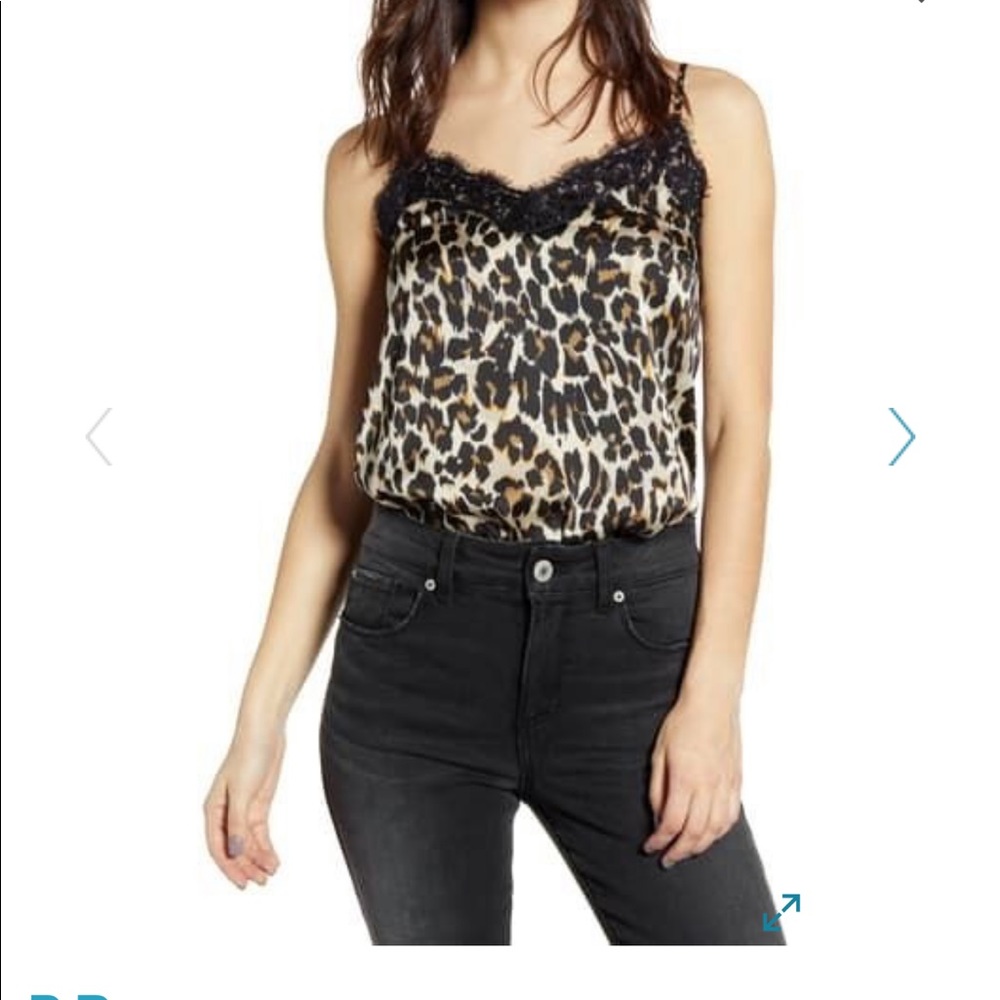 NEW STYLISH CHEETAH SCALLOPED LACE TRIM SATIN & BEAUTIFULLY LACE-TRIMMED TOP 😍